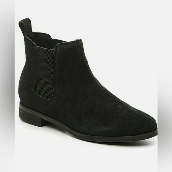 Toms Ella Pull On Chelsea Boot double elastic gore ankle suede low heel black - Picture 6 of 6